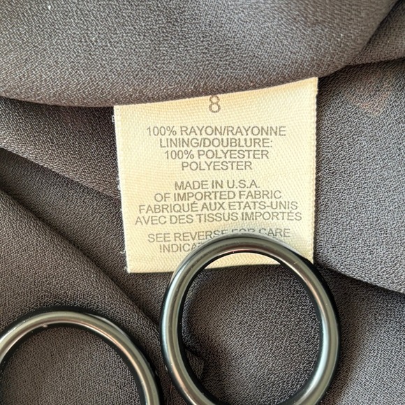 Talbots Size 8 Floral Dress Black Pink Midi Cap Sleeve Lunch Date Church Dress - Picture 13 of 15